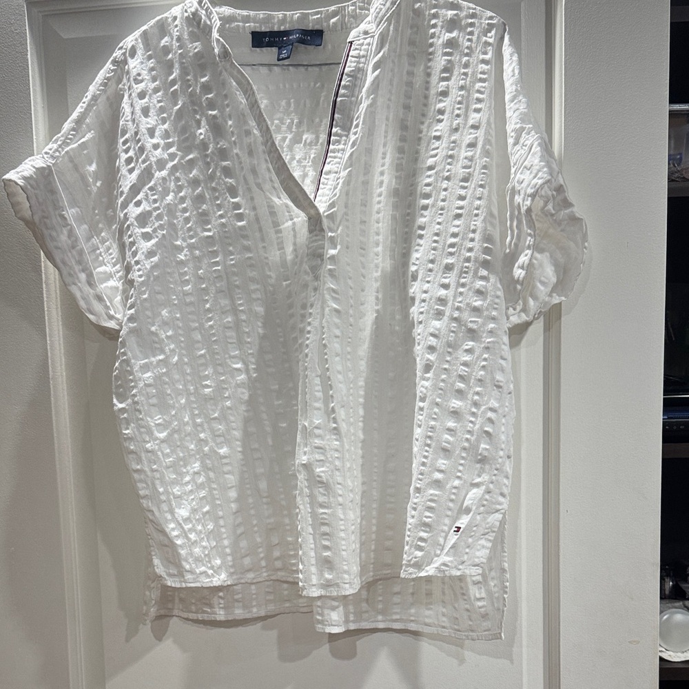 Tommy Hilfiger White Textured Blouse
